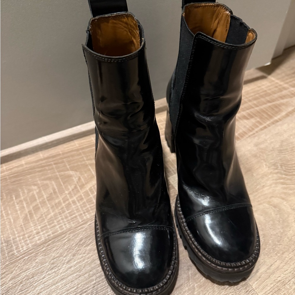 SEE BY CHLOÉ Mallory glossed-leather Chelsea boots